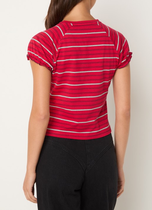 Laagam Zaira T-shirt met streepprint - achterkant 4 rood