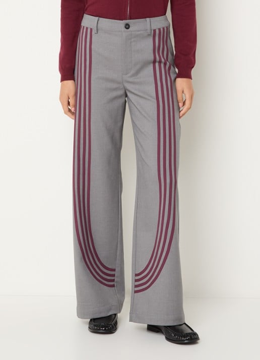 Laagam Zion high waist straight fit pantalon in wolblend met streepprint
