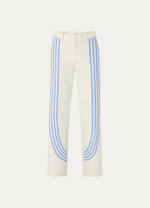Laagam Zion straight fit pantalon met streepprint - voorkant 2 gebroken wit