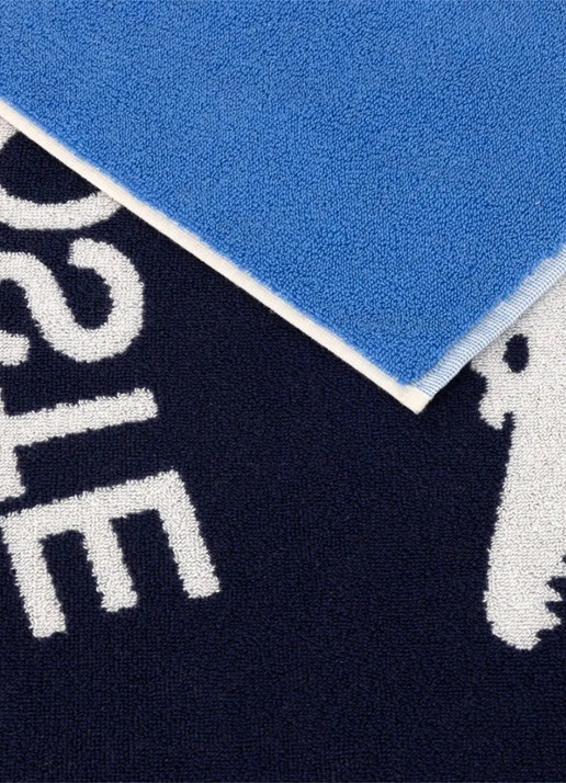 Lacoste Badlaken met logoprint 160 x 90 cm - achterkant blauw