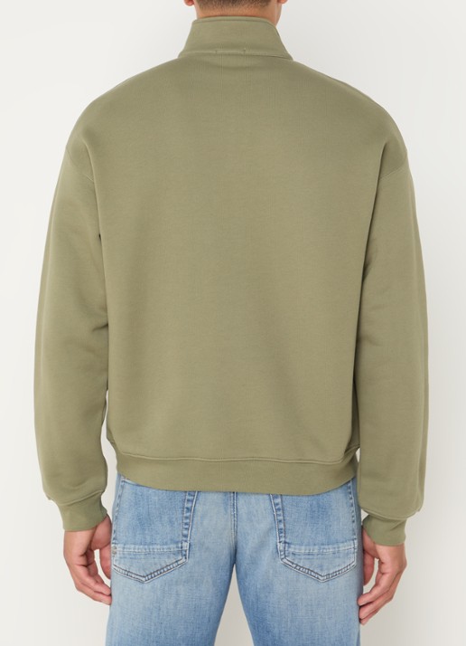 Lacoste Fijngebreide pullover met halve rits - achterkant mosgroen