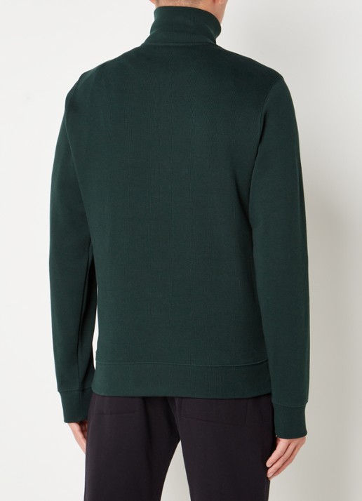 Lacoste Fijngebreide pullover met halve rits - detail 7 donkergroen
