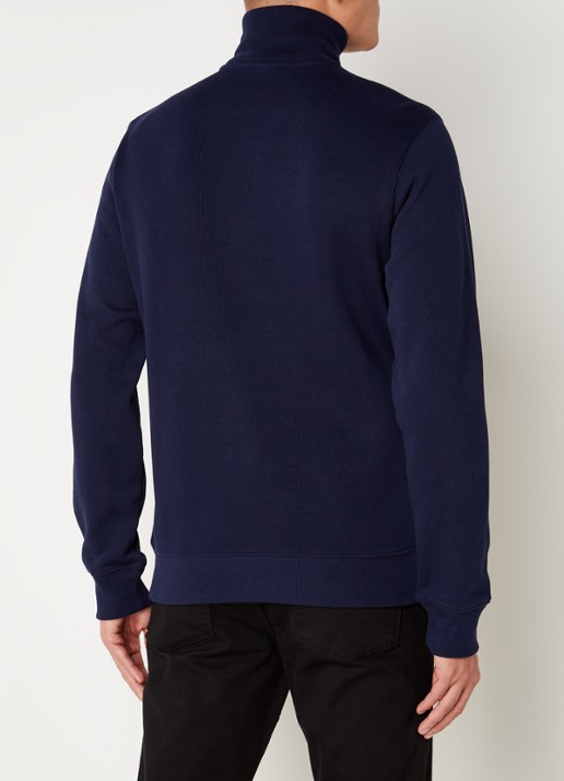 Lacoste Fijngebreide pullover met halve rits - achterkant 5 blauw