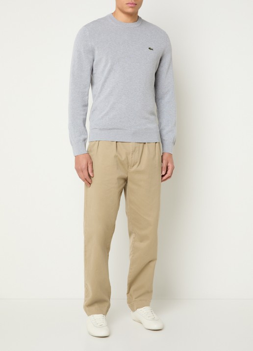 Lacoste Fijngebreide pullover met logo - voorkant 2 grijs