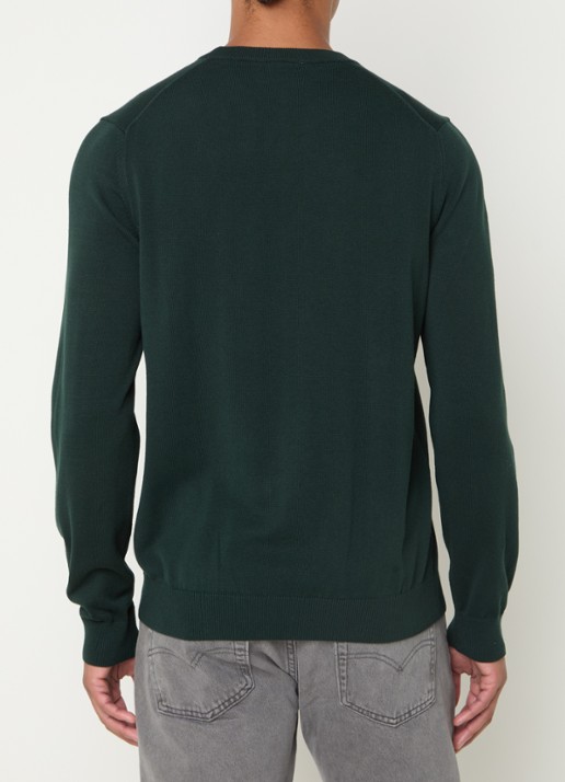 Lacoste Fijngebreide trui met logoborduring - achterkant 4 groen