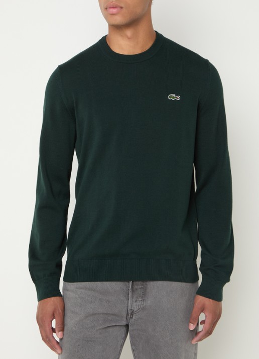 Lacoste Fijngebreide trui met logoborduring - detail groen