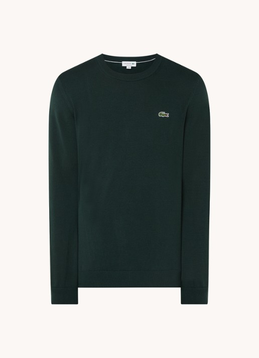 Lacoste Fijngebreide trui met logoborduring - voorkant 2 groen