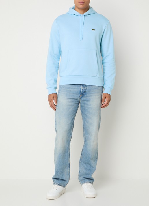 Lacoste Hoodie met logoborduring - voorkant 5 lichtblauw
