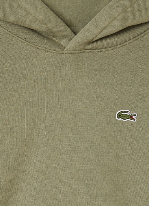 Lacoste Hoodie met logoborduring - detail 3 olijfgroen