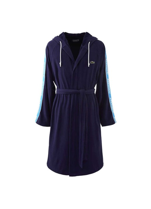 Lacoste L Active badjas met logoborduring - voorkant 3 donkerblauw