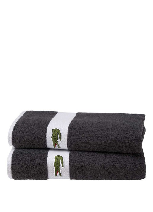 Lacoste L Casual badhanddoek - 450 gr/m² - 55 x 100 cm - voorkant 2 zwart
