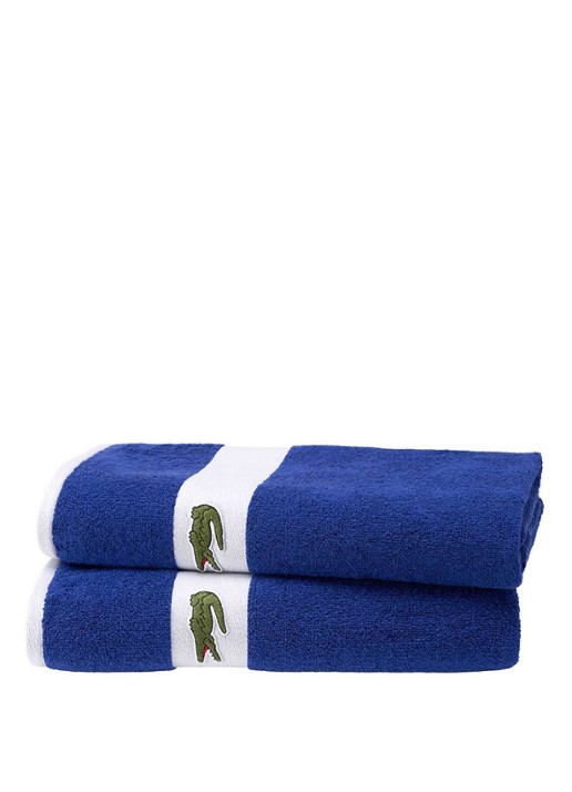 Lacoste L Casual badhanddoek - 450 gr/m² - 55 x 100 cm - voorkant 2 kobaltblauw