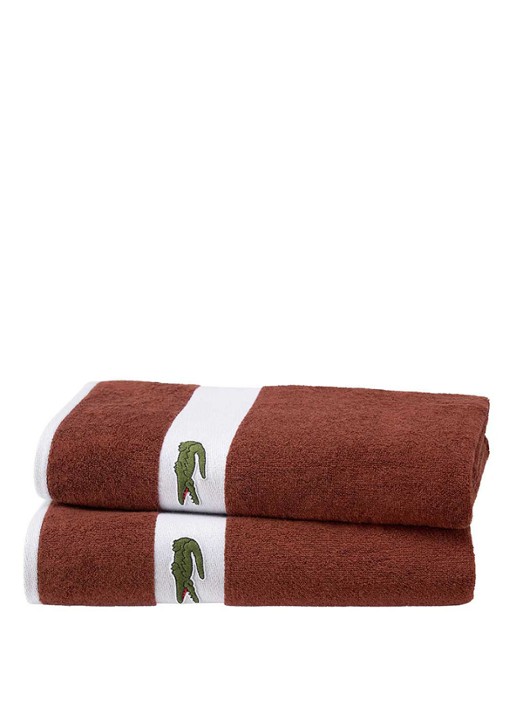 Lacoste L Casual badhanddoek - 450 gr/m² - 55 x 100 cm - voorkant 2 roestbruin
