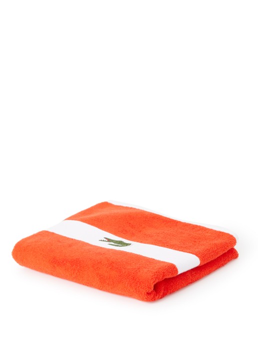 Lacoste L Casual badhanddoek - 450 gr/m² - 55 x 100 cm - voorkant 2 oranjerood