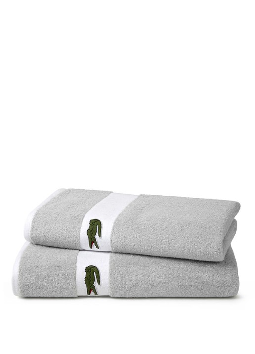 Lacoste L Casual badlaken - 450 gr/m2 - 70 x 140 cm - voorkant 2 zilver