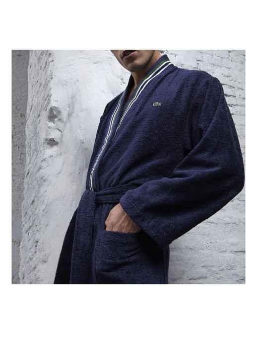 Lacoste L Club badjas van  katoen - detail 2 donkerblauw