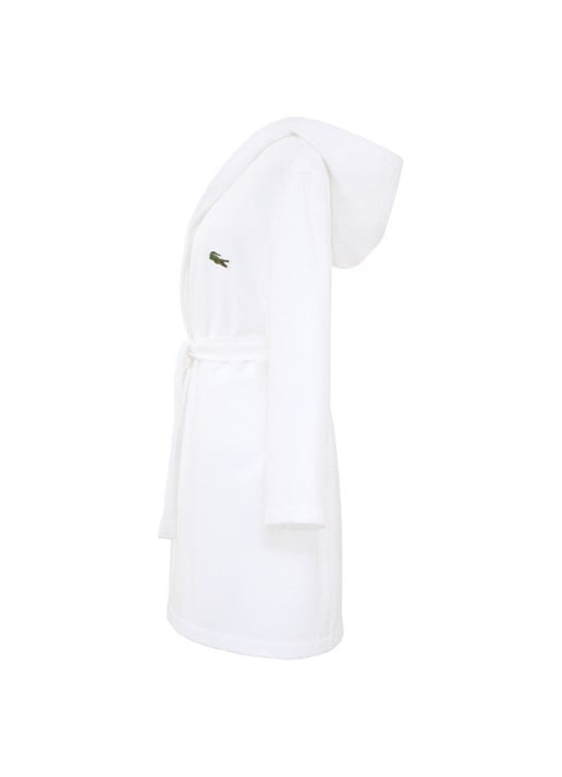 Lacoste L Confort badjas met logoborduring - detail wit