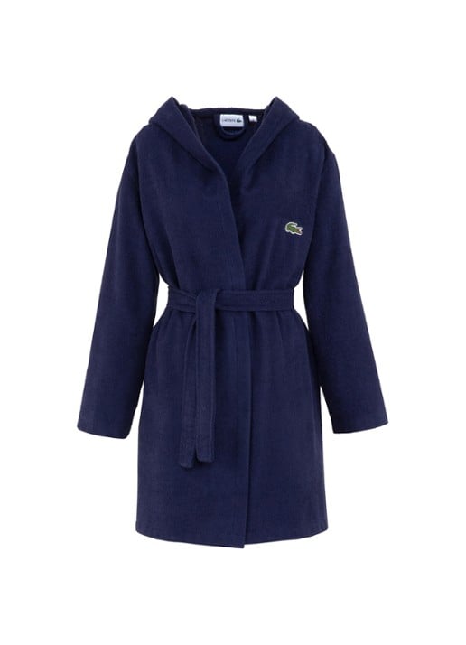 Lacoste L Confort badjas met logoborduring - voorkant donkerblauw