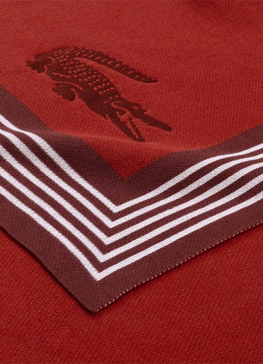 Lacoste L Frame plaid van katoen 130 x 170 cm - voorkant 2 donkerrood