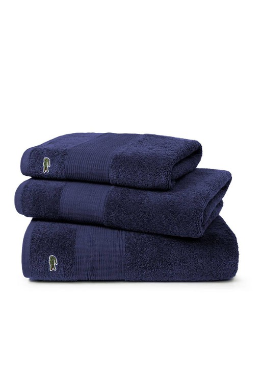 Lacoste L Lecroco badhanddoek - 600 gr/m2 - 50 x 100 cm - detail 3 donkerblauw