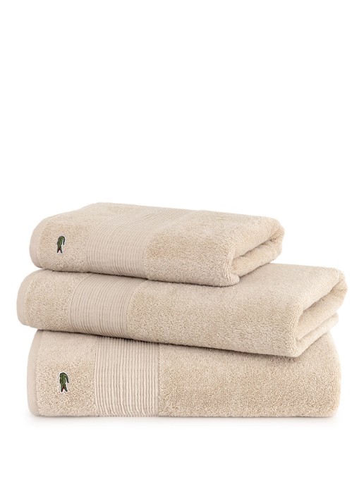 Lacoste L Lecroco badhanddoek - 600 gr/m2 - 50 x 100 cm - achterkant bruin