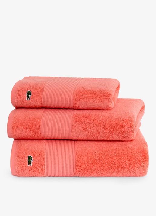 Lacoste L Lecroco badlaken - 600 gr/m2 - 100 x 150 cm - detail 3 koraalrood