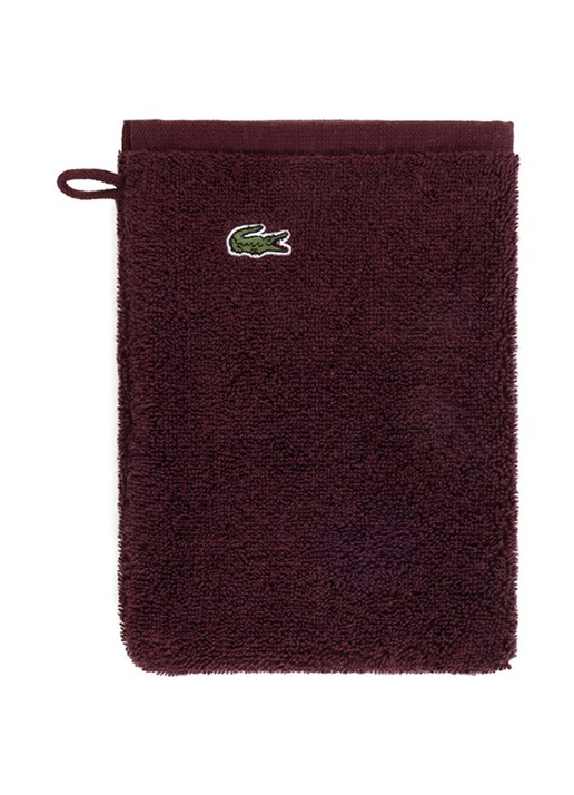 Lacoste L Lecroco washand - 600 gr/m2 - 15 x 21 cm - voorkant bordeauxrood
