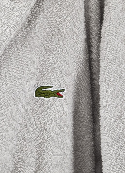 Lacoste L Open badjas van katoen - unisex - voorkant 3 lichtgrijs