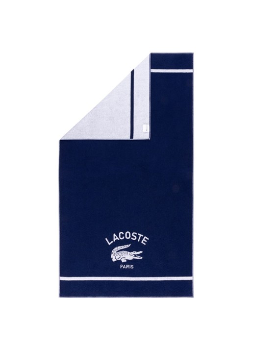 Lacoste L Origine strandlaken 90 x 160 cm - achterkant donkerblauw