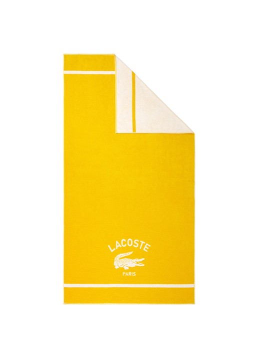 Lacoste L Origine strandlaken 90 x 160 cm - achterkant geel