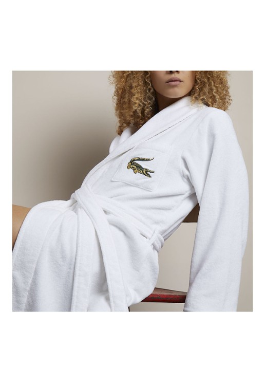 Lacoste L Rene badjas - unisex - voorkant 4 wit