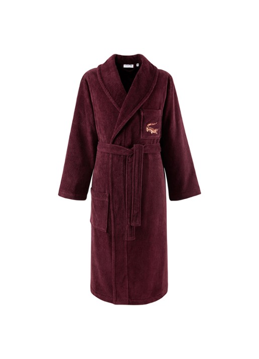 Lacoste L Rene badjas - unisex - voorkant 3 bordeauxrood