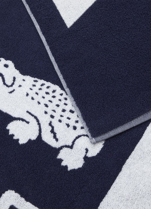Lacoste L Retro badlaken 90 x 160 cm - achterkant donkerblauw