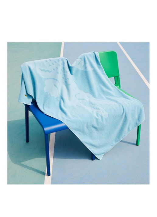Lacoste L Sport strandlaken van  katoen - 90 x 160 cm  - voorkant 2 aquablauw