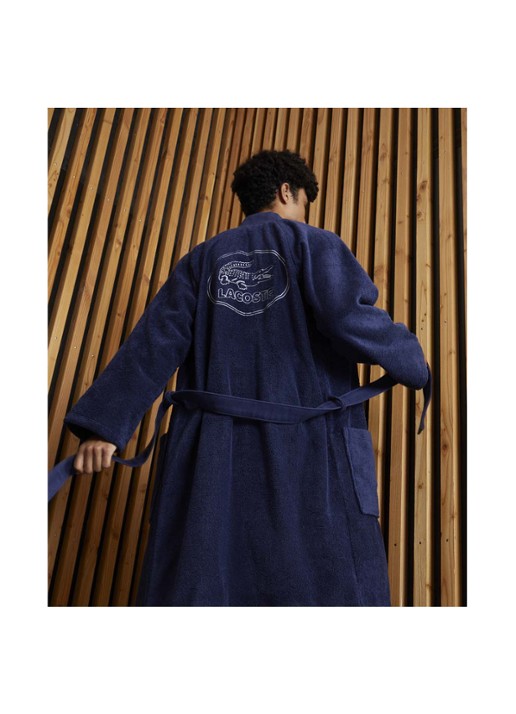 Lacoste LDEFILE badjas - unisex - voorkant 2 donkerblauw