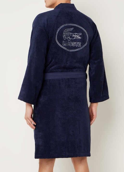 Lacoste LDEFILE badjas - unisex - achterkant 4 donkerblauw