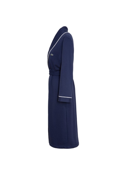 Lacoste Marine badjas met logoborduring - detail donkerblauw