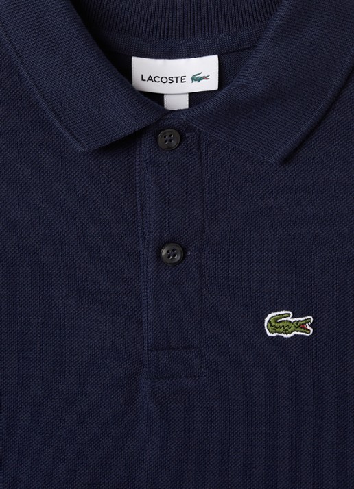 Lacoste Polo van piqué katoen met logo - detail 3 donkerblauw