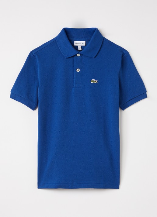 Lacoste Polo van piqué katoen met logo - voorkant kobaltblauw