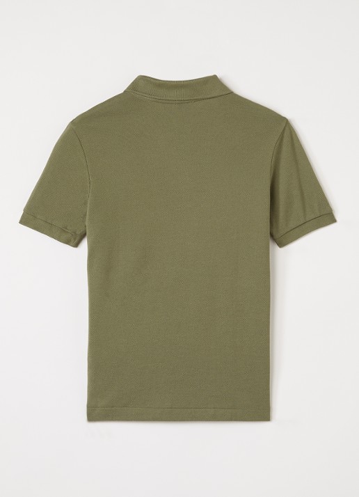 Lacoste Polo van piqué katoen met logoborduring - voorkant 2 olijfgroen