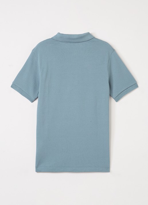 Lacoste Polo van piqué katoen met logoborduring - voorkant 2 blauw