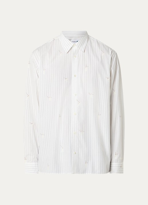 Lacoste Regular fit overhemd met borstzak en streepprint - voorkant 2 wit