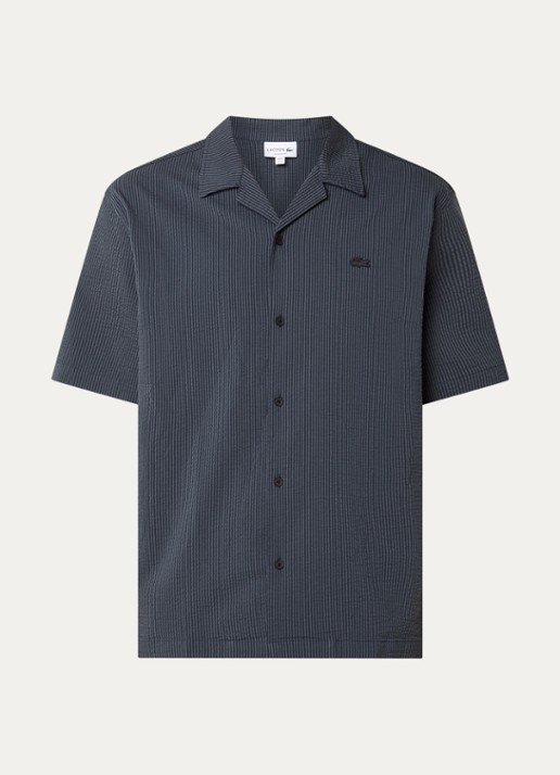 Lacoste Regular fit overhemd met streepprint en logo - voorkant 3 antraciet