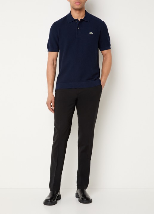 Lacoste Regular fit polo met logoborduring - voorkant 4 donkerblauw