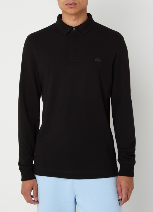 Lacoste Regular fit polo met logoborduring - detail zwart