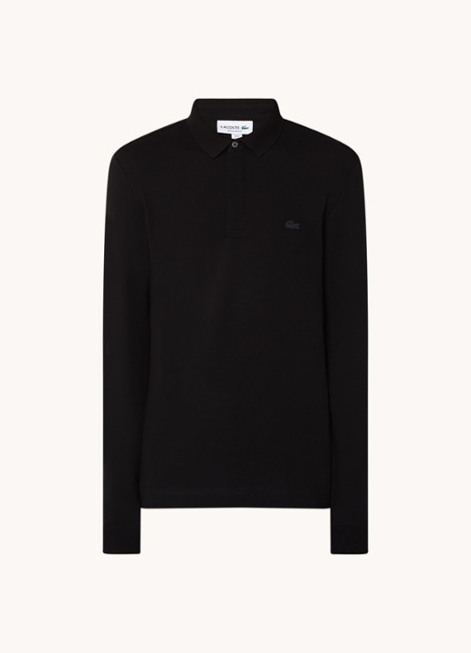 Lacoste Regular fit polo met logoborduring - voorkant 3 zwart
