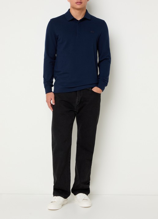 Lacoste Regular fit polo met logoborduring - voorkant 2 donkerblauw