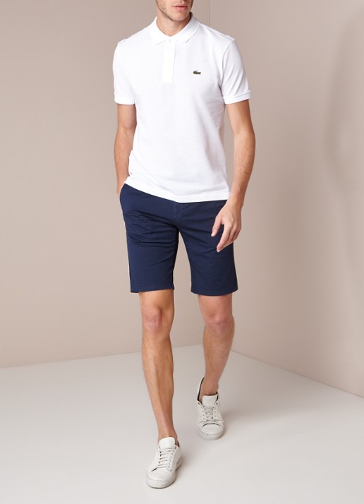 Lacoste Slim fit polo van piqué katoen - voorkant 3 wit