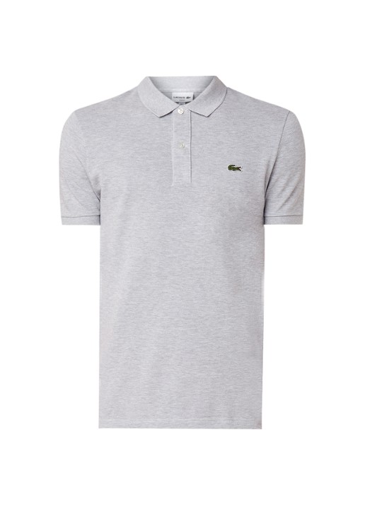 Lacoste Slim fit polo van piqué katoen - voorkant lichtgrijs