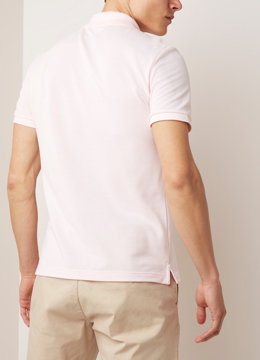 Lacoste Slim fit polo van piqué katoen - achterkant lichtroze